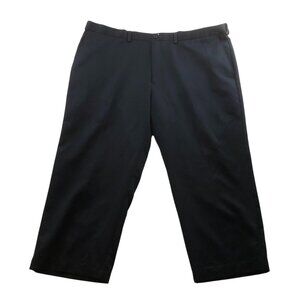 Haggar Mens Dress Pants Size 44x29 Straight Flat Front Black Formal Workwear